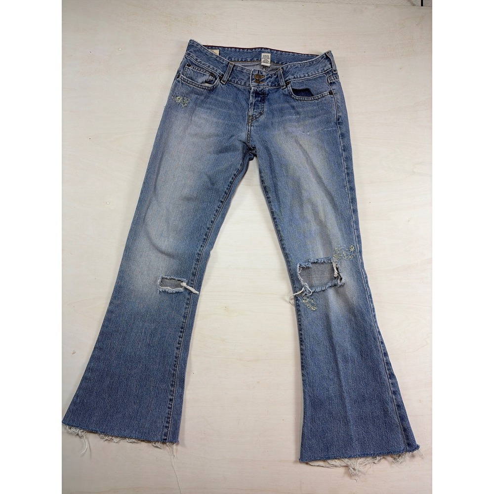 Abercrombie & Fitch Vintage Flare Jeans Womens 6 Blue Distressed Low RiseY2K USA
